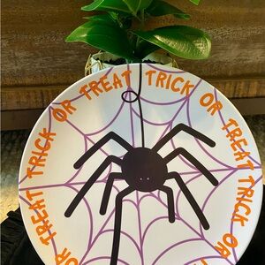 Coton Colors Halloween Spider Plate - White, Black, Orange, Purple